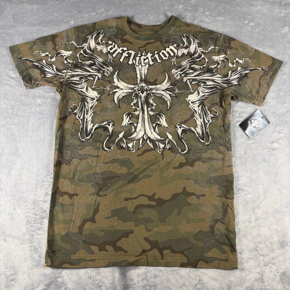 Affliction‎ Jump Camo Lava Wash Graphic T-Shirt Men’s Sz Large NWT